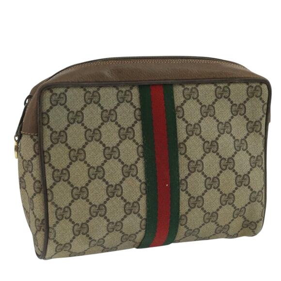 GUCCI GG Supreme Web Sherry Line Clutch Bag Pvc Beige 89 01 012 - Picture 1 of 16